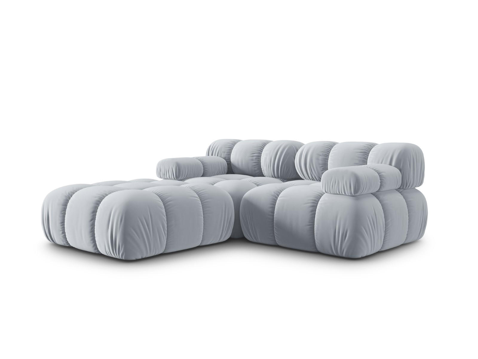 MODULARES-SOFA Bellis aus Samt hellblau 3 Sitzplätze - Hellblau, Textil (188/63/188cm) - Micadoni