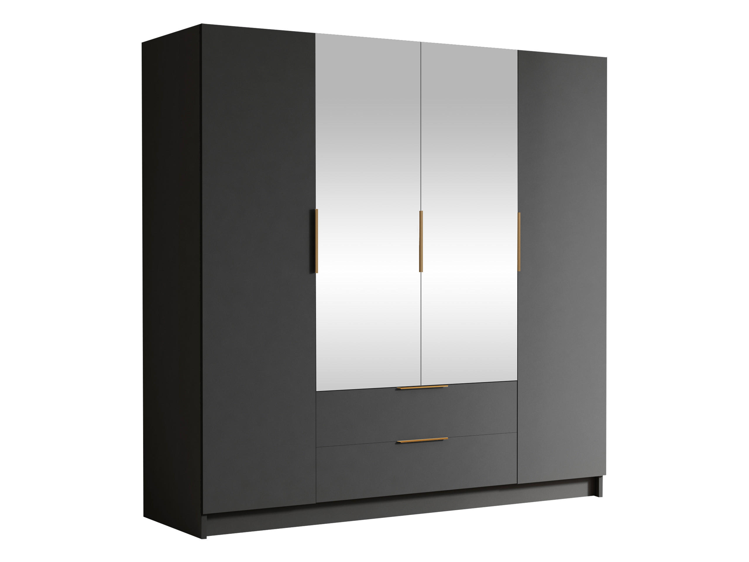 KLEIDERSCHRANK Sofia II - Goldfarben/Schwarz, Holzwerkstoff/Kunststoff (200/216/60cm) - MIRJAN24