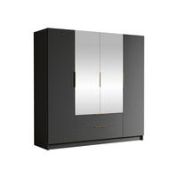 KLEIDERSCHRANK Sofia II - Goldfarben/Schwarz, Holzwerkstoff/Kunststoff (200/216/60cm) - MIRJAN24