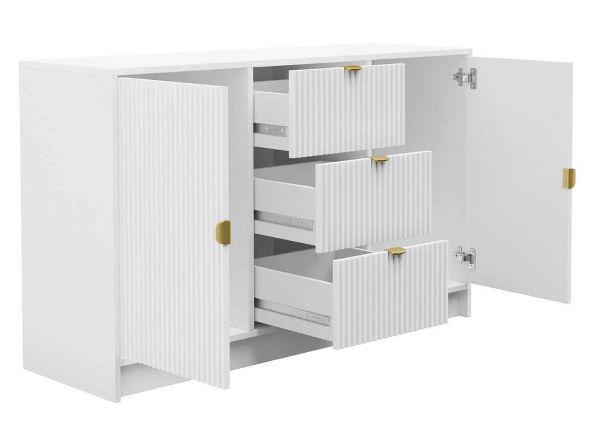 SIDEBOARD Tireno - Goldfarben/Weiß, Holzwerkstoff/Metall (118/75/40cm) - MIRJAN24