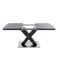 ESSTISCH 160/80/76,5 cm Schwarz mit ausziehbarem Tischplatte aus MDF und X-Beinen aus Metall - Schwarz, Holzwerkstoff (160/80/76.5cm) - OKWISH