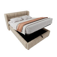 POLSTERBETT 140/200 cm aus Stoff mit Stauraum und gepolstertem Kopfteil Beige - Beige, Textil (140/200cm) - Modenvie