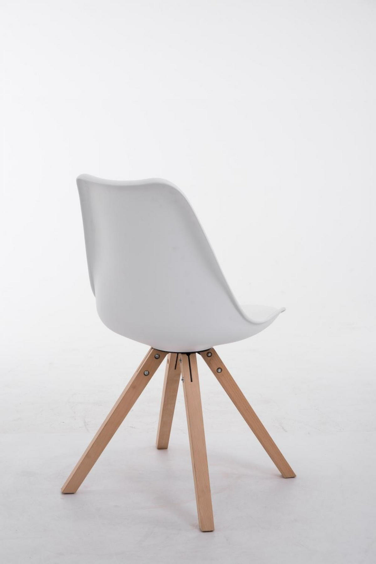 STUHL Lederlook weiß - Eukalyptusholzfarben/Weiß, Holz/Textil (47.5/83/55.5cm) - CLP
