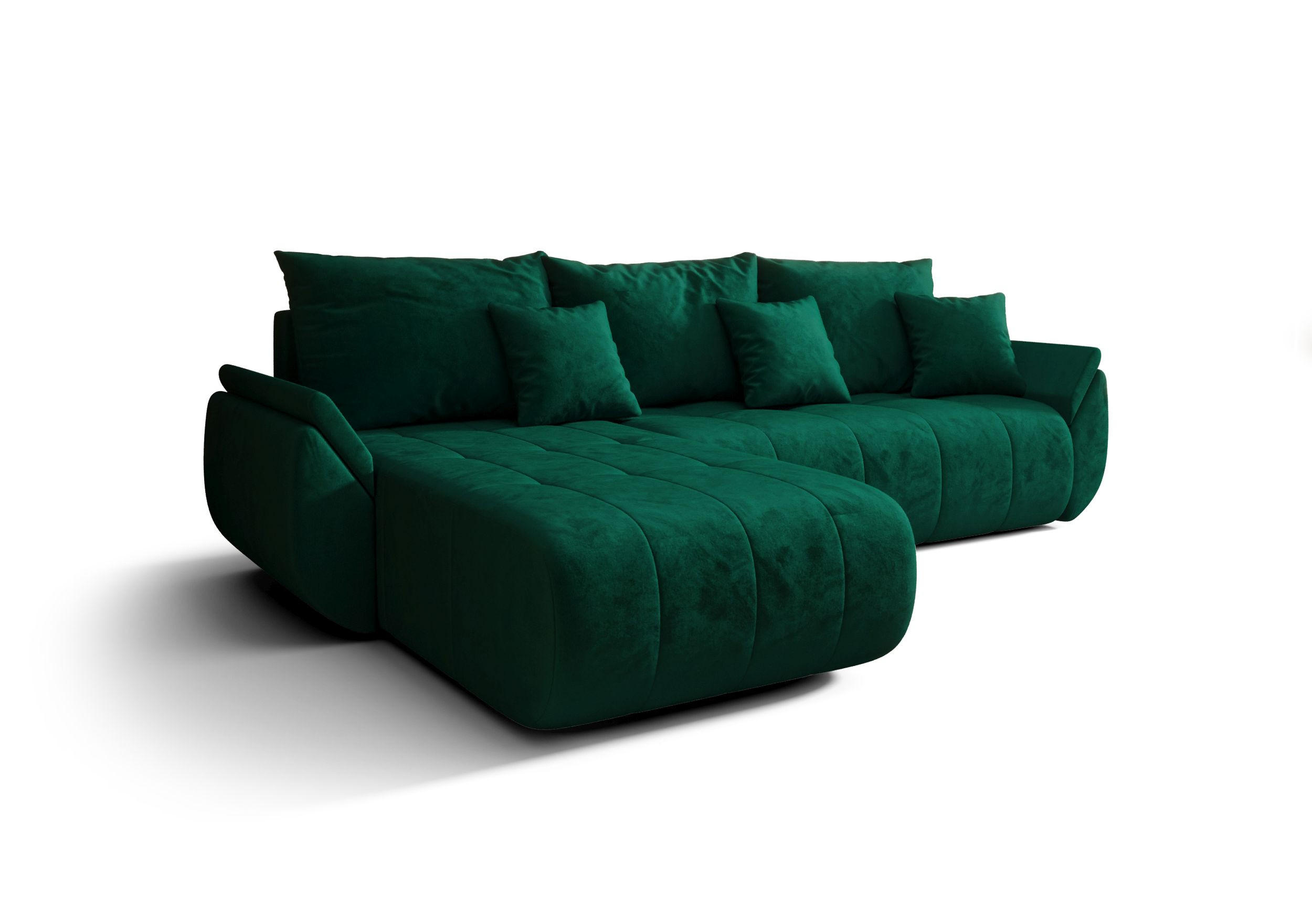 ECKSOFA mit Schlaffunktion TOKYO R Monolith 37 Rechts - Grün, Textil (280/185cm) - Bedante