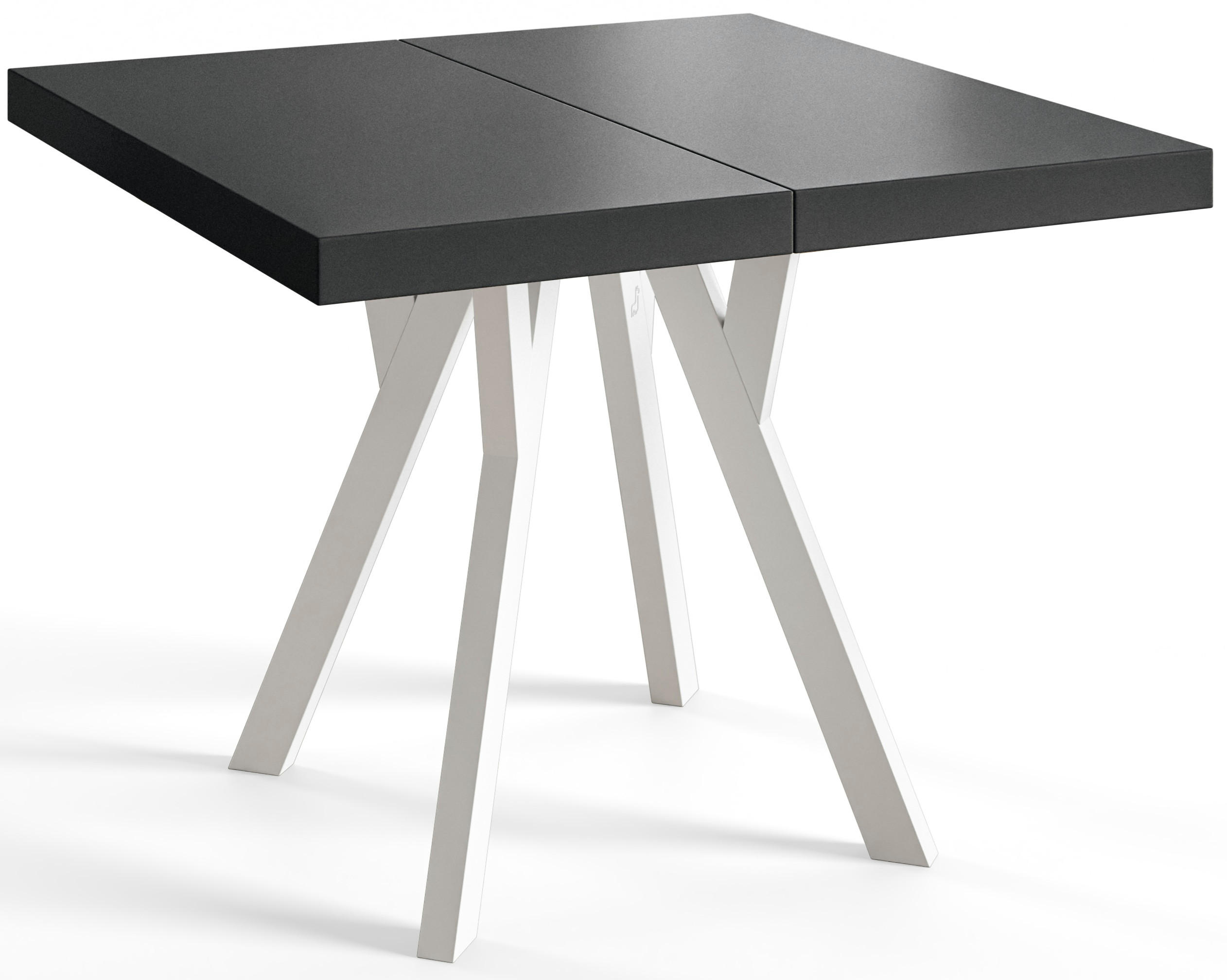 ESSZIMMERTISCH RICO, ausziehbarer Tisch100-200X100X77 cm, Farbe: Schwarz, mit Holzbeinen in Farbe Weiß - Schwarz/Weiß, Holzwerkstoff (100/100/77cm) - Alpi-Möbel