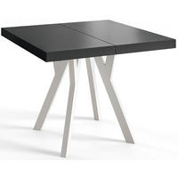 ESSZIMMERTISCH RICO, ausziehbarer Tisch100-200X100X77 cm, Farbe: Schwarz, mit Holzbeinen in Farbe Weiß - Schwarz/Weiß, Holzwerkstoff (100/100/77cm) - Alpi-Möbel