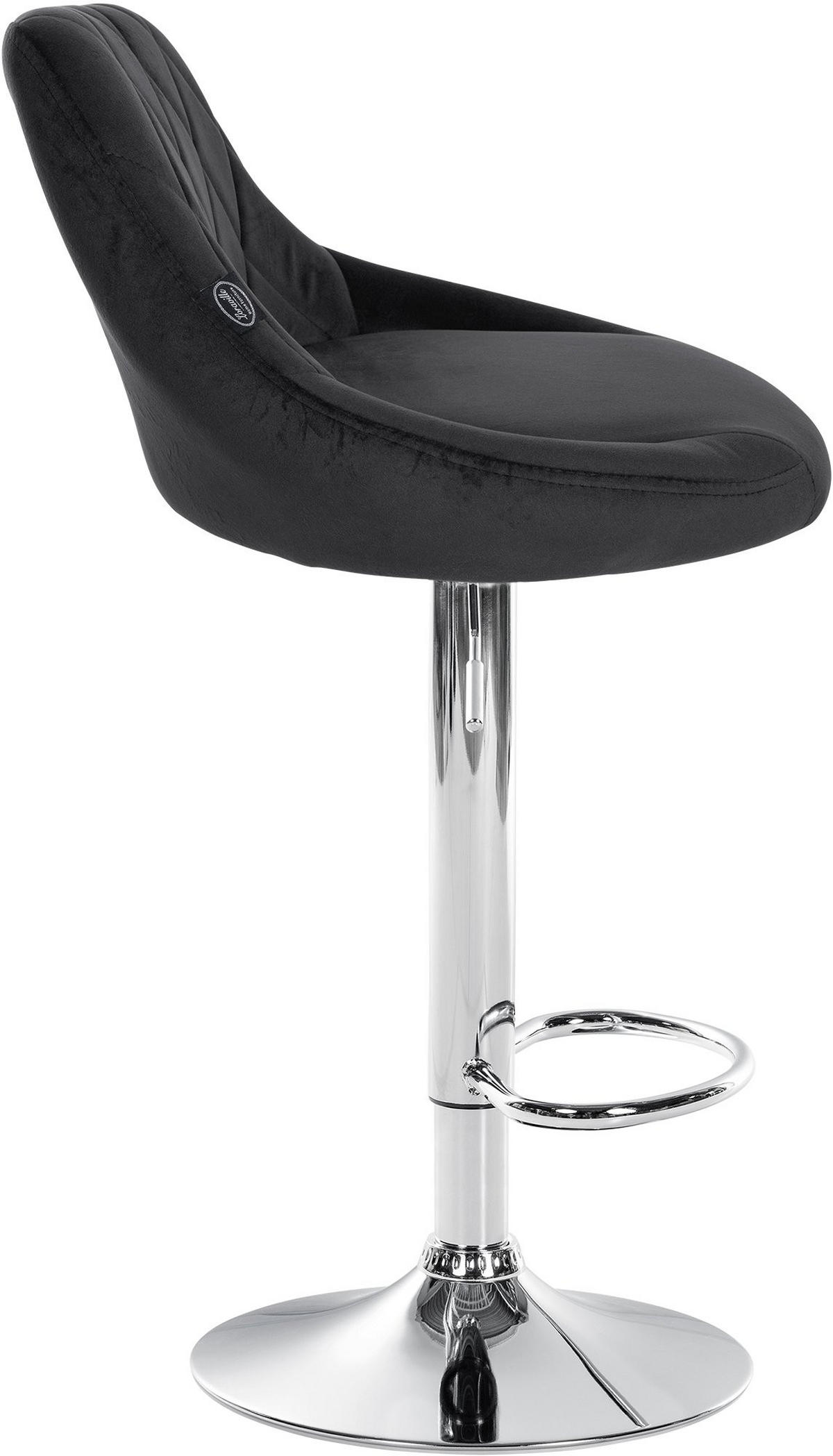 BARHOCKER 2er Set Samt schwarz - Chromfarben/Schwarz, Textil/Metall (46/83/49cm) - CLP