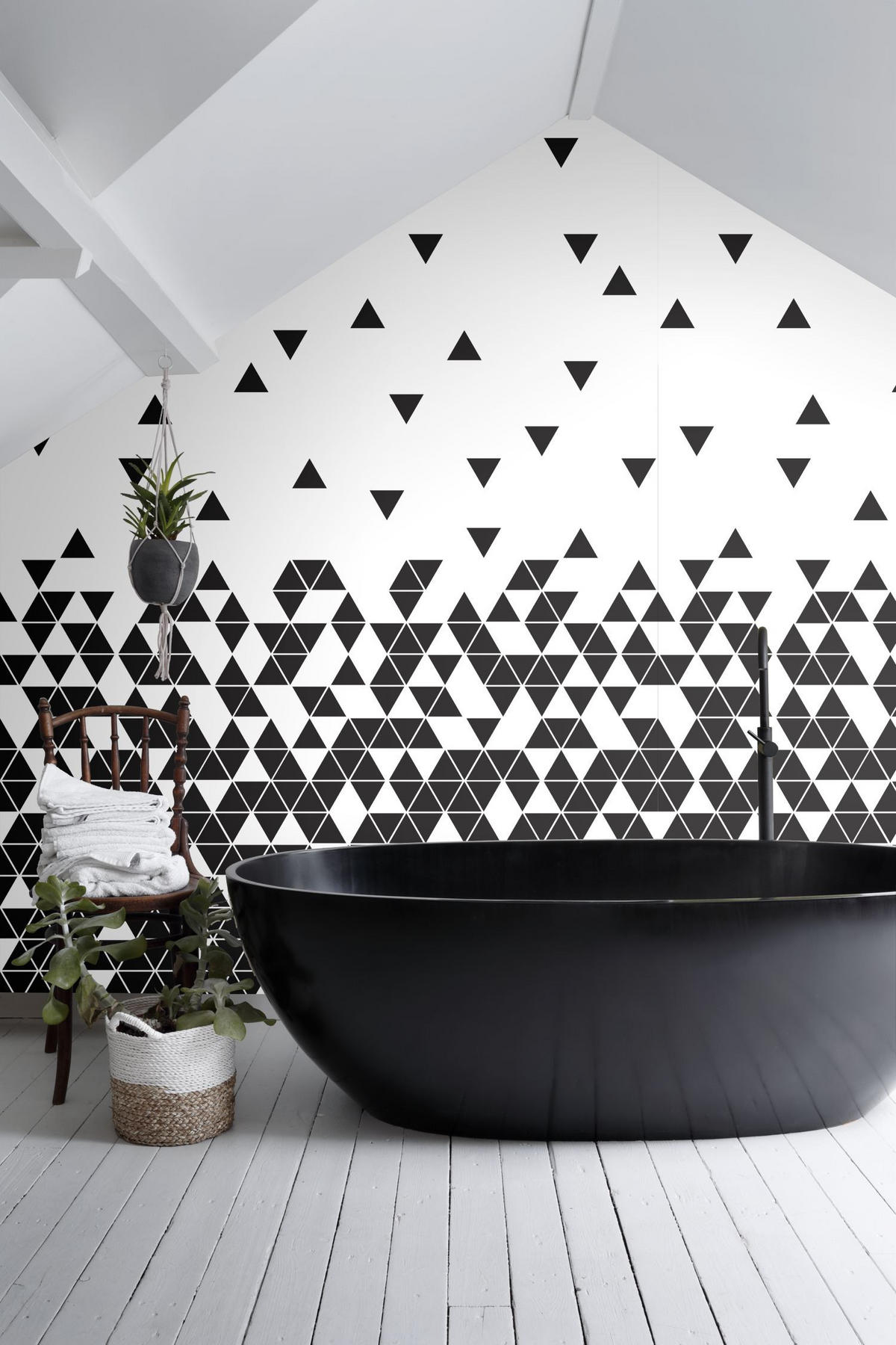 FOTOTAPETE Dreiecke 200 x 279 cm - Schwarz, Papier (200/279cm) - ESTAhome