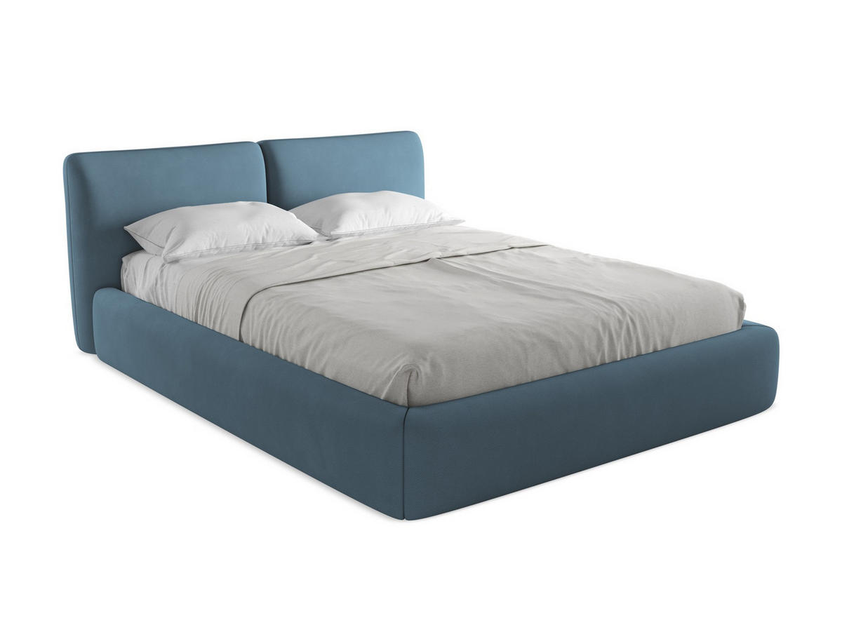 POLSTERBETT mit Bettkasten und Lattenrost 180x228 Blau - Blau/Blaugrau, Kunststoff/Textil (160/200cm) - Makamii