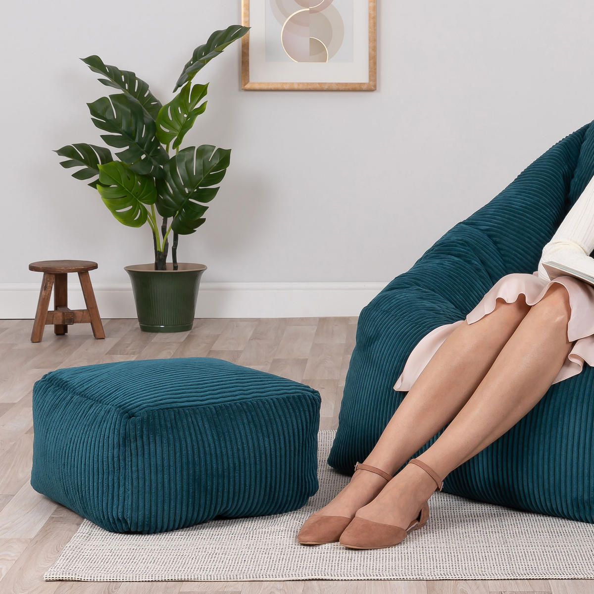 SITZPOUF Amara - Grün, Textil (42/24/42cm) - icon