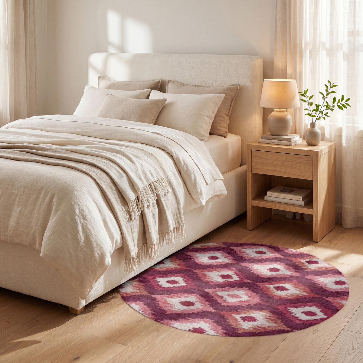 KOBERCE - Diamantové tvary - Ružová - Vzor - Textúra - 90x90 cm - bordová, textil/plast (90/0.4cm) - OnlyWow