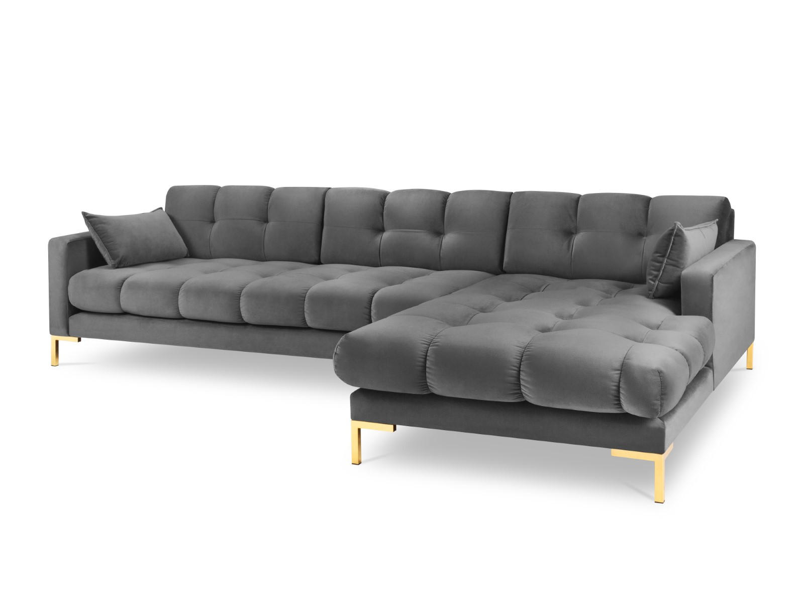 ECKSOFA rechts Mamaia aus Samt hellgrau 5 Sitzplätze - Hellgrau, Textil (185/293cm) - Micadoni