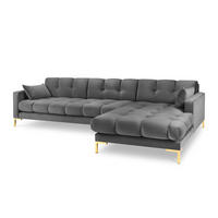 ECKSOFA rechts Mamaia aus Samt hellgrau 5 Sitzplätze - Hellgrau, Textil (185/293cm) - Micadoni