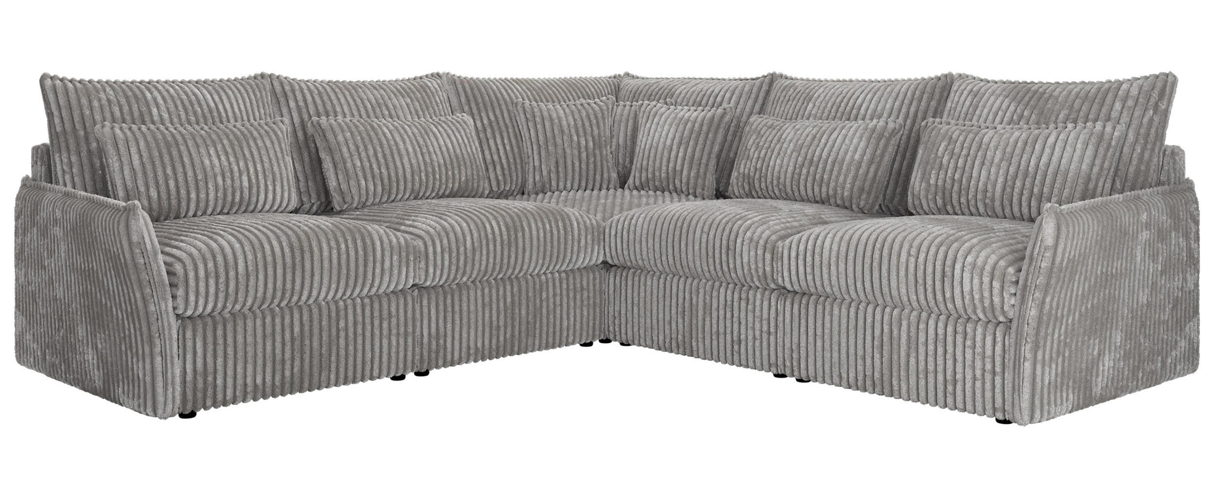 ECKSOFA VERSO L Hellgrau Cord - Hellgrau/Schwarz, Kunststoff/Textil (270/270cm) - MKS