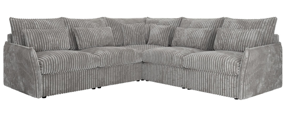 ECKSOFA VERSO L Hellgrau Cord - Hellgrau/Schwarz, Kunststoff/Textil (270/270cm) - MKS