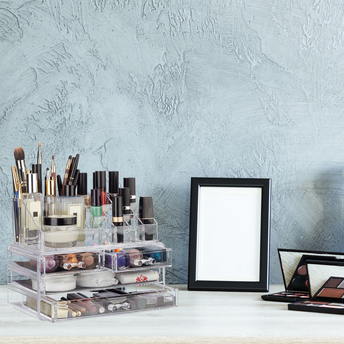 MAKEUP Organizer - Transparent, Kunststoff (24/19/13.5cm) - Relaxdays