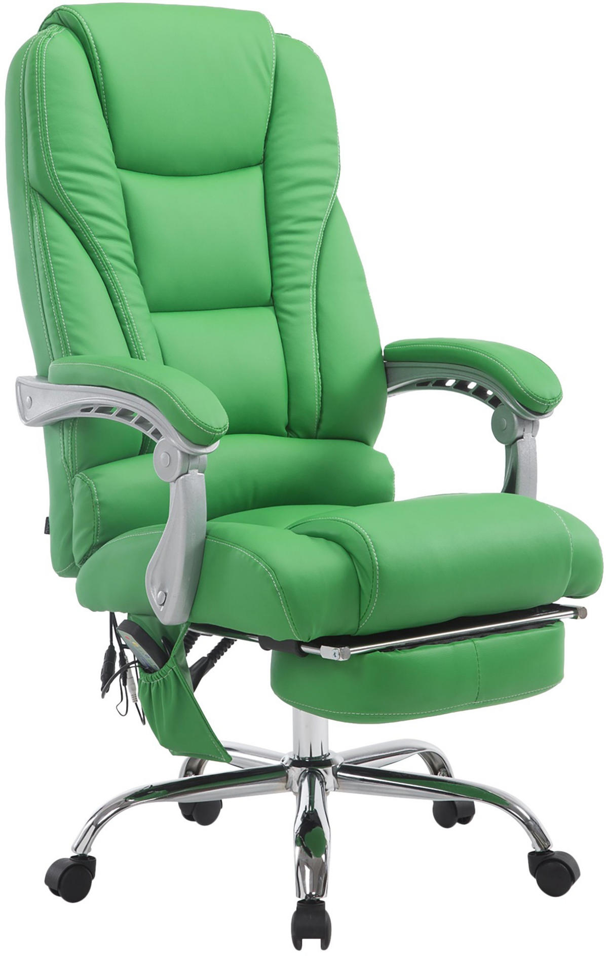 CHEFSESSEL Lederlook grün - Chromfarben/Grün, Textil/Metall (68/118/64cm) - CLP