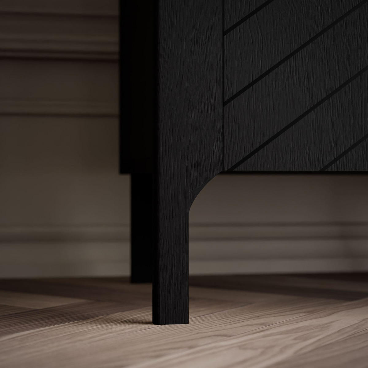 GLASVITRINE LUMI, Schwarz - Schwarz, Holzwerkstoff (103/130/41cm) - Lookway