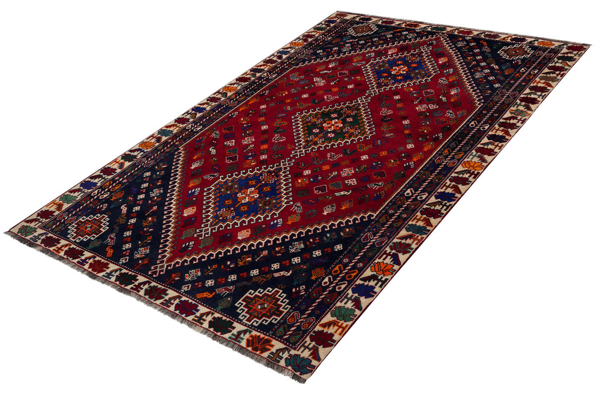 ORIENTTEPPICH handgeknüpft Gashgai Rot, Blau 261/165 cm Schurwolle - Blau/Rot, Textil (165/261cm) - Looma