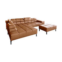 ECKSOFA NELSON Braun Leder - Cognac/Dunkelbraun, Leder/Metall (321/216cm) - KAWOLA
