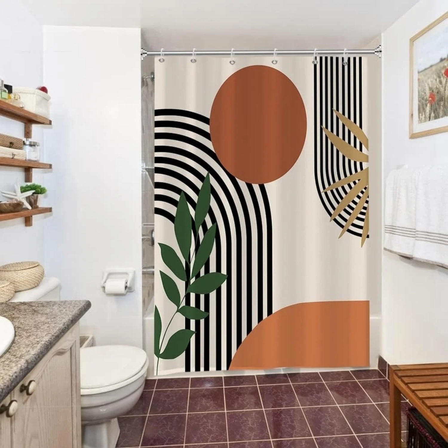 DUSCHVORHANG Schwarz 120 x 180 cm abstrakt modern minimalistisch schimmelresistent wasserdicht waschbar - Multicolor, Textil (120/180cm) - MCBOSON