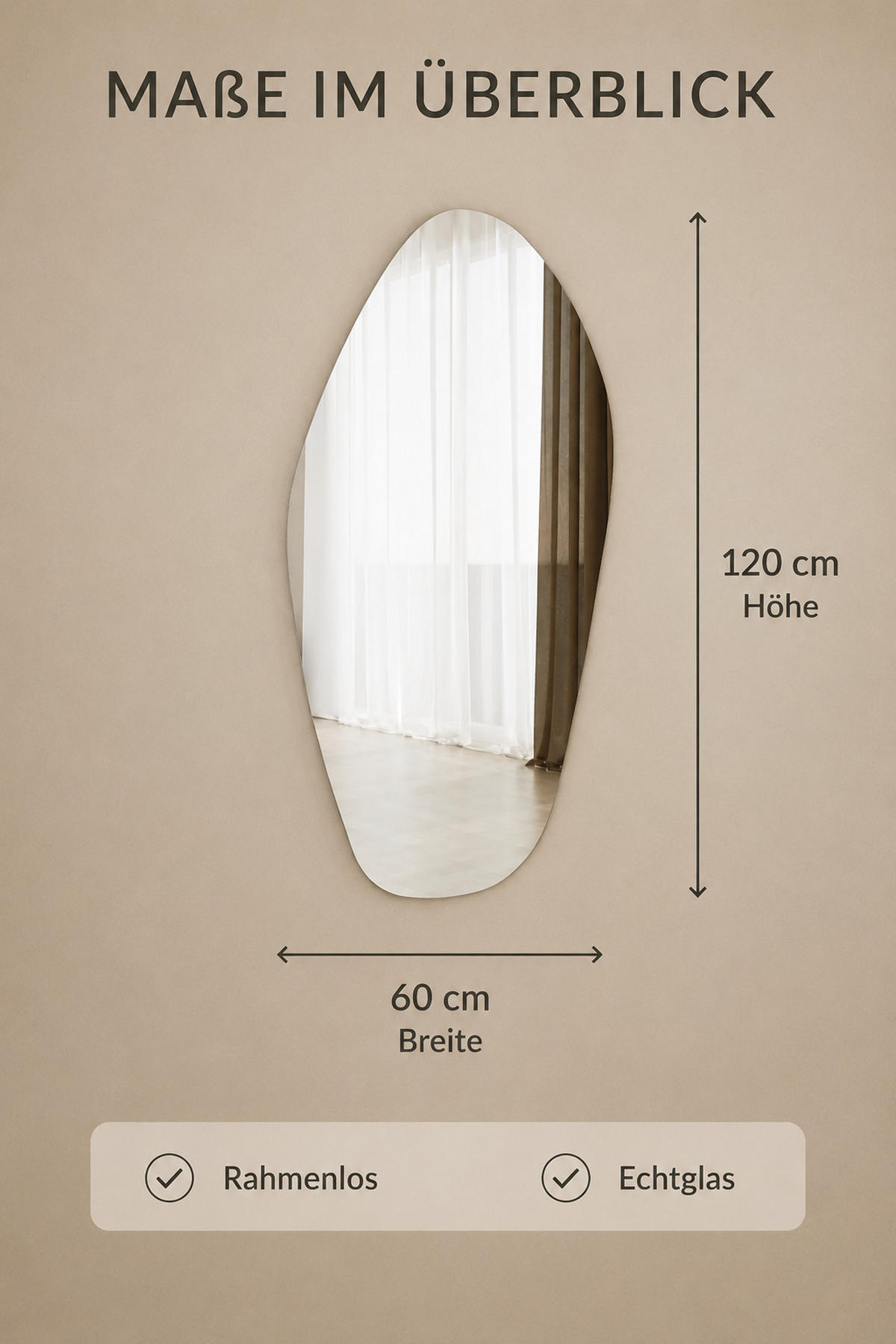 WANDSPIEGEL Infinity Silber 92642 - Silberfarben, Holzwerkstoff (60/120/2cm) - moebel17