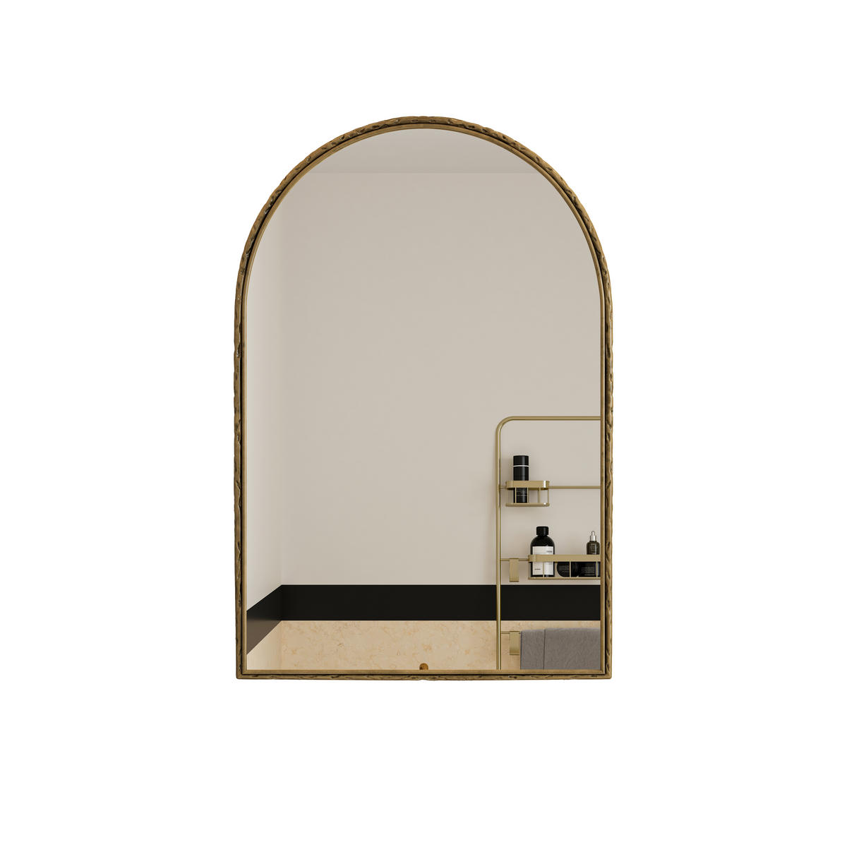 WANDSPIEGEL 61x2.5x91 cm Gold aus Eisen & gehärtetem Glas mit Bogen-Design - Goldfarben, Glas (2.5/91/61cm) - Modfu