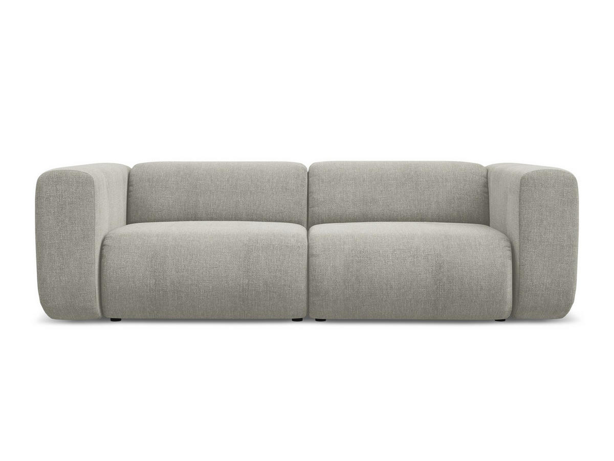 3-SITZER SOFA Chenille Stoff Beige - Beige/Schwarz, Kunststoff/Textil (228/70/89cm) - Makamii