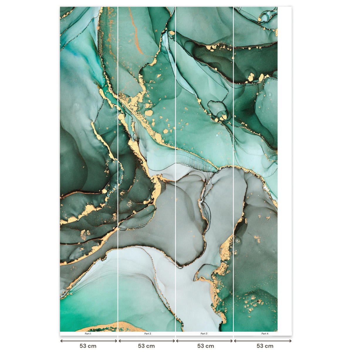 TAPETE - Gold - Marmor - Grün - Luxus - Marmoroptik - Grau - 200x300 cm - Grün, Papier (200/300cm) - OnlyWow
