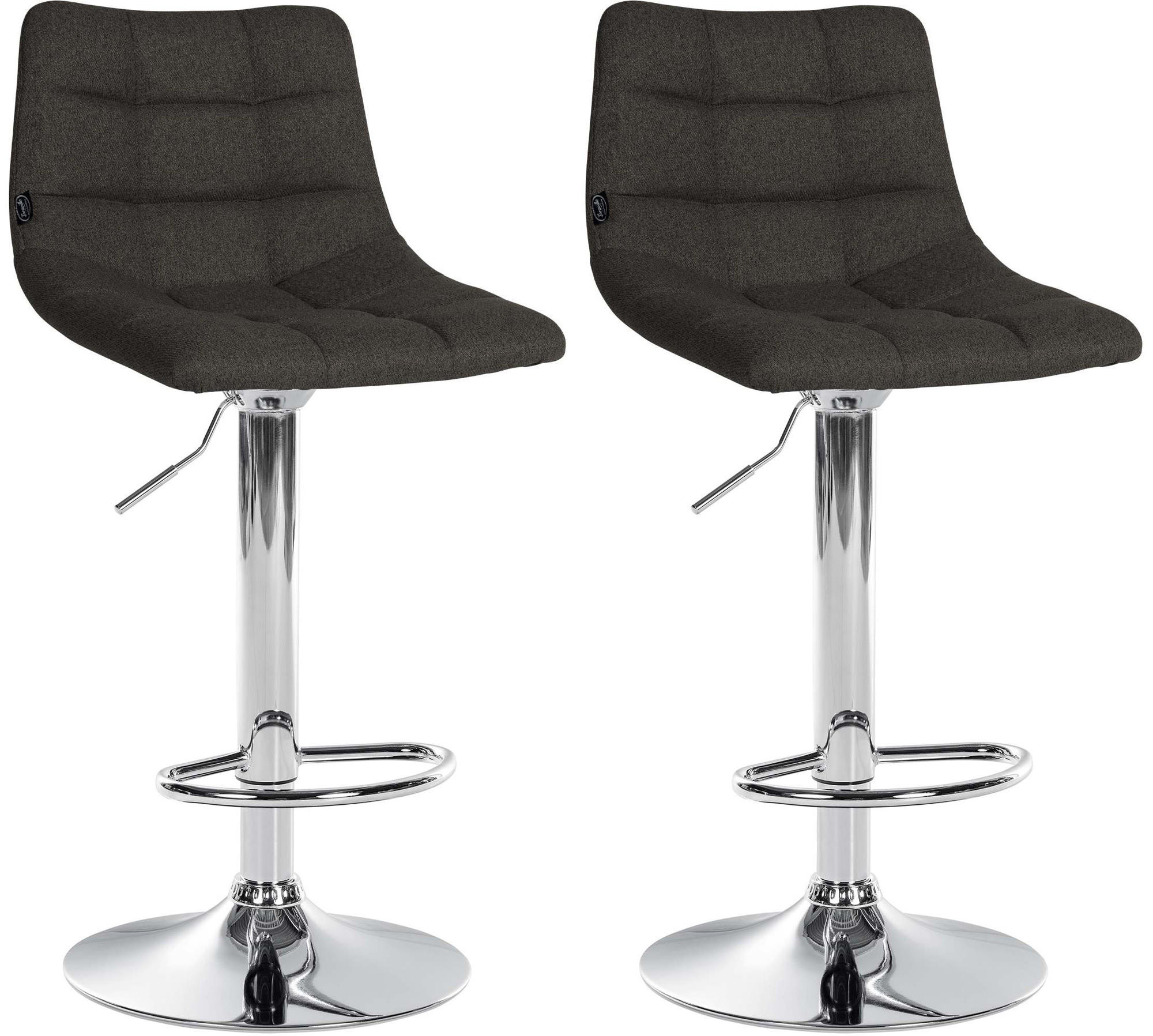BARHOCKER 2er Set Stoff dunkelgrau - Chromfarben/Dunkelgrau, Textil/Metall (43/87/46.5cm) - CLP