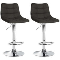 BARHOCKER 2er Set Stoff dunkelgrau - Chromfarben/Dunkelgrau, Textil/Metall (43/87/46.5cm) - CLP