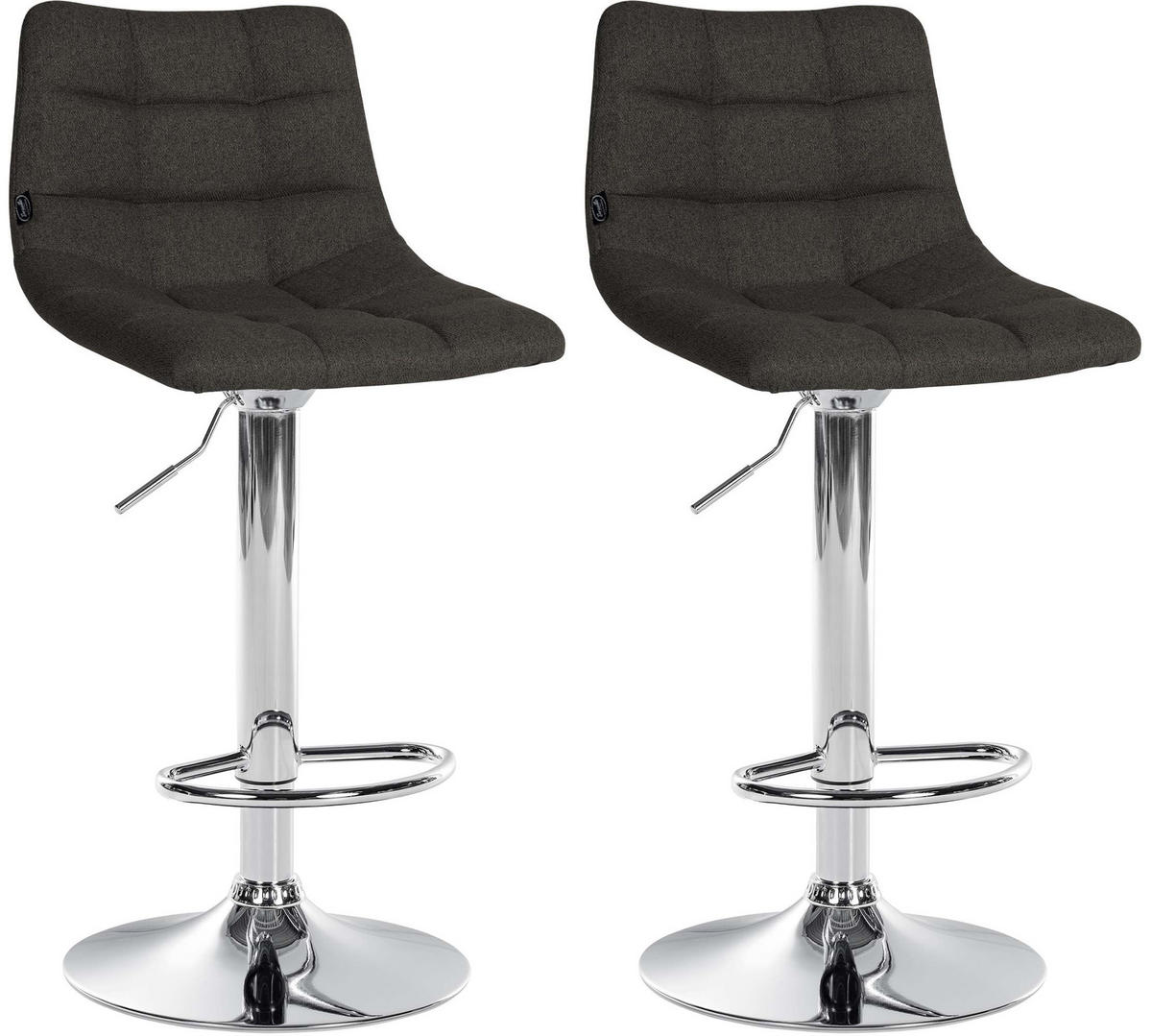 BARHOCKER 2er Set Stoff dunkelgrau - Chromfarben/Dunkelgrau, Textil/Metall (43/87/46.5cm) - CLP
