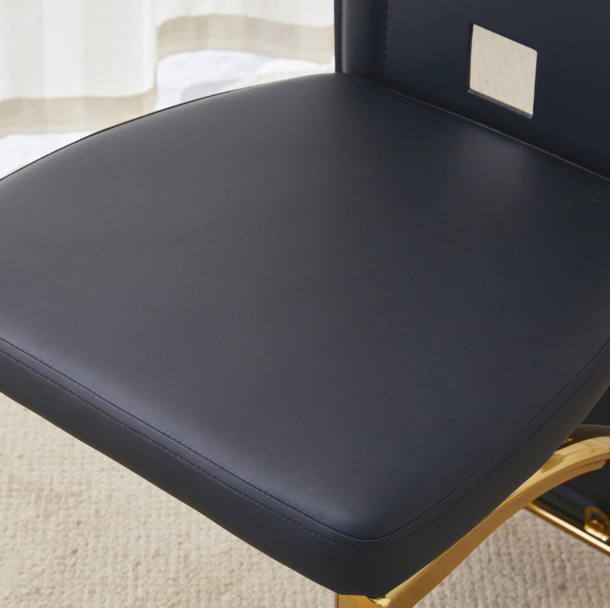 ESSZIMMERSTUHL 2er-Set 102,5 cm PU-Leder Schwarz Goldfarben - Schwarz, Metall (49/102.5/43cm) - Meubliv