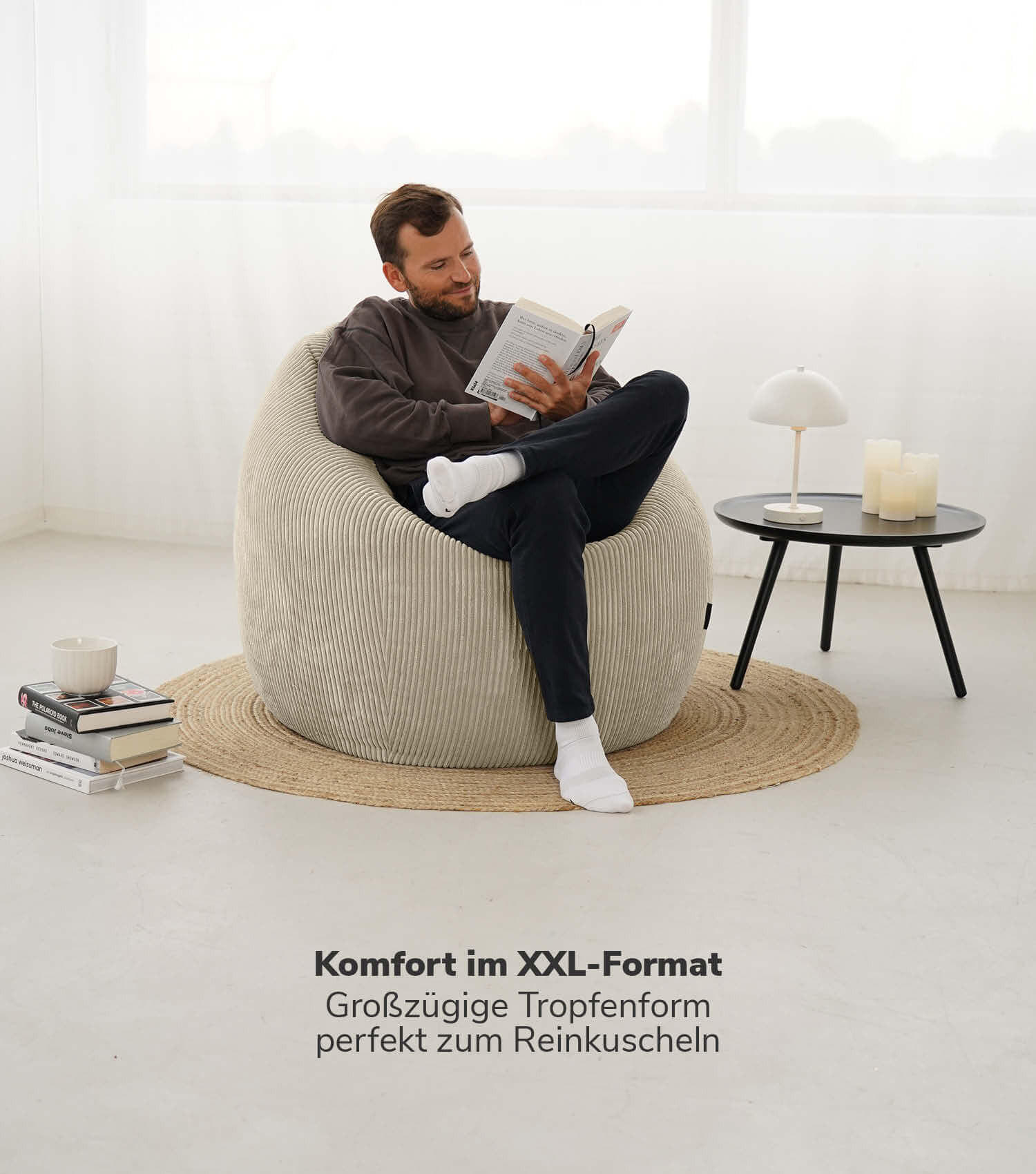 SITZSACK Cord Der Tagträumer - Beige, Textil (80/130/80cm) - Mokebo