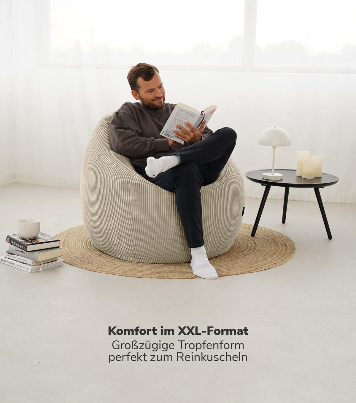 SITZSACK Cord Der Tagträumer - Beige, Textil (80/130/80cm) - Mokebo