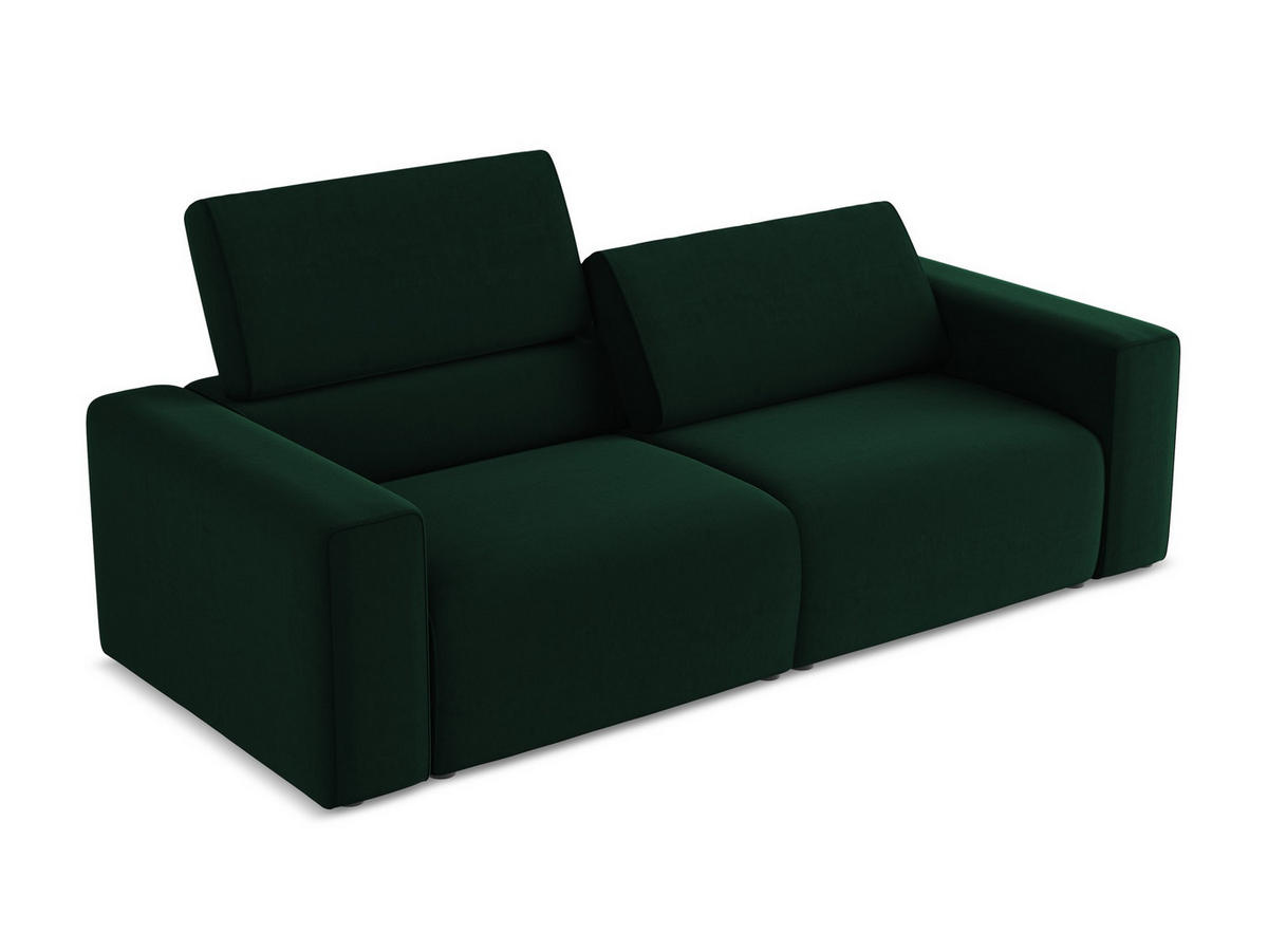3-SITZER SOFA Samt Stoff Grün - Blau/Dunkelgrün, Kunststoff/Textil (224/80/103cm) - Makamii
