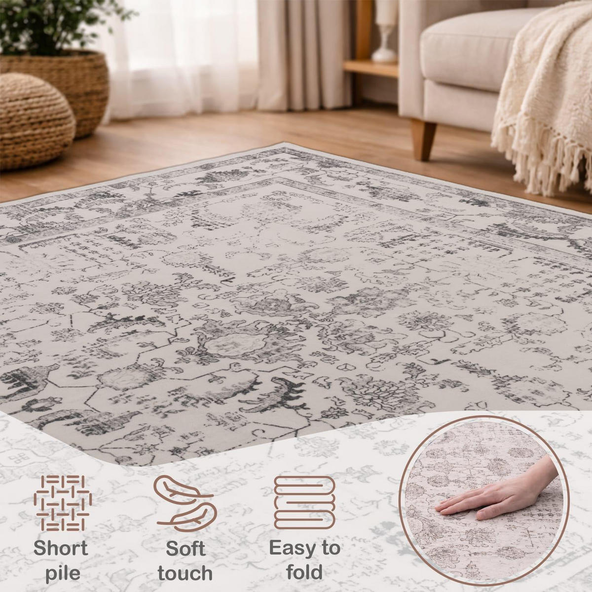 KURZFLOR-TEPPICH SEMER 427 GRAU 240X340 - Grau, Kunststoff (240/340cm) - Paco Home