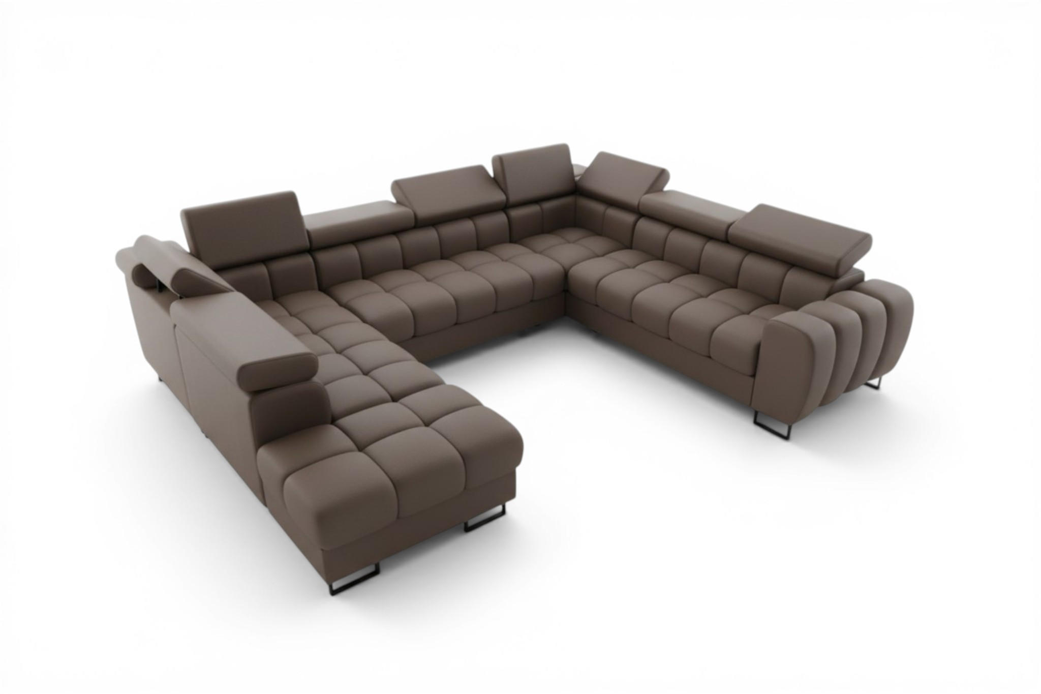 WOHNLANDSCHAFT Bastien Xl - Braun, Holzwerkstoff/Textil (265/95/350cm) - Fun Möbel