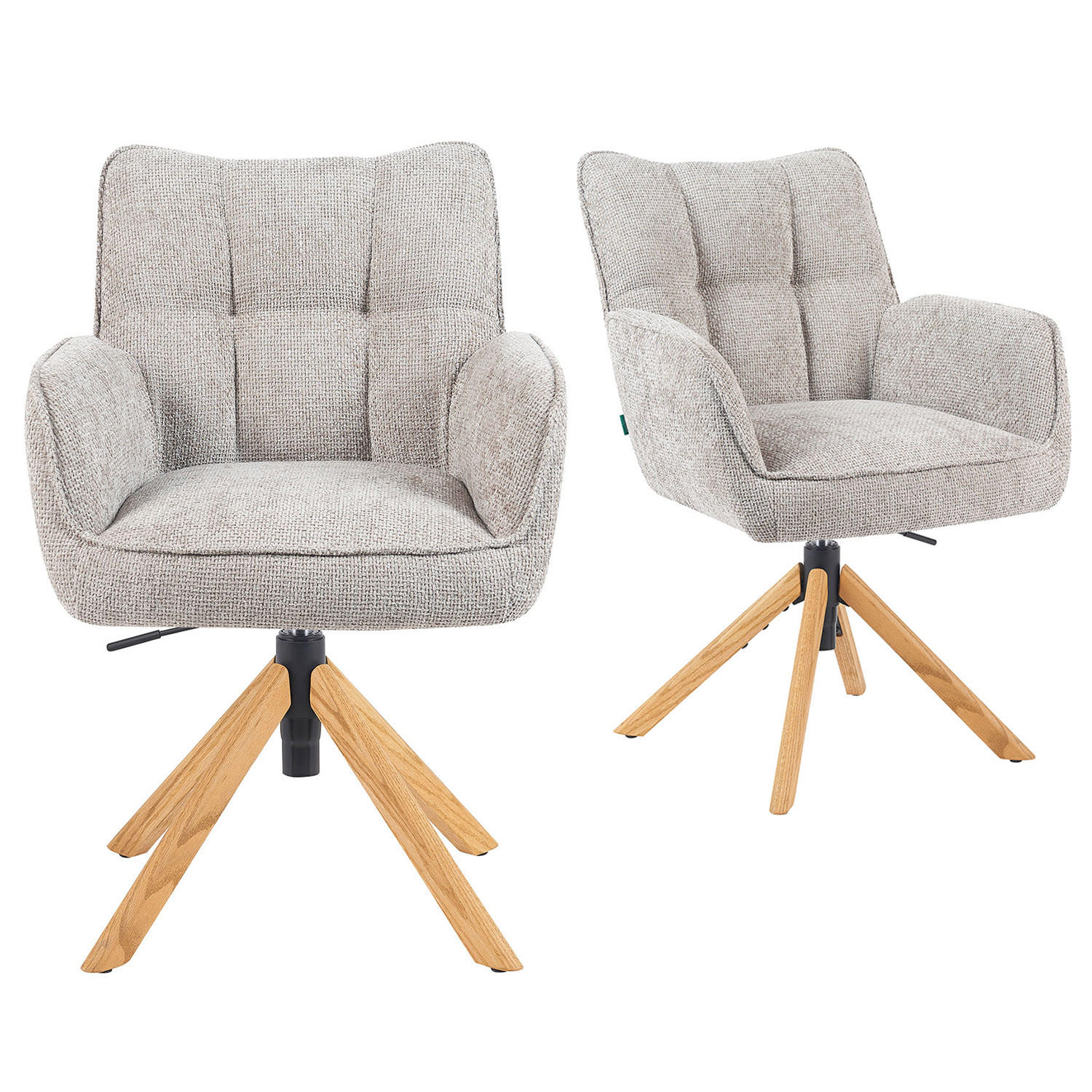 BÜROSTUHL Mika-Keno - Honigeiche/Hellgrau, Eichenholz/Holz (59/85/66cm) - DUBI Möbel