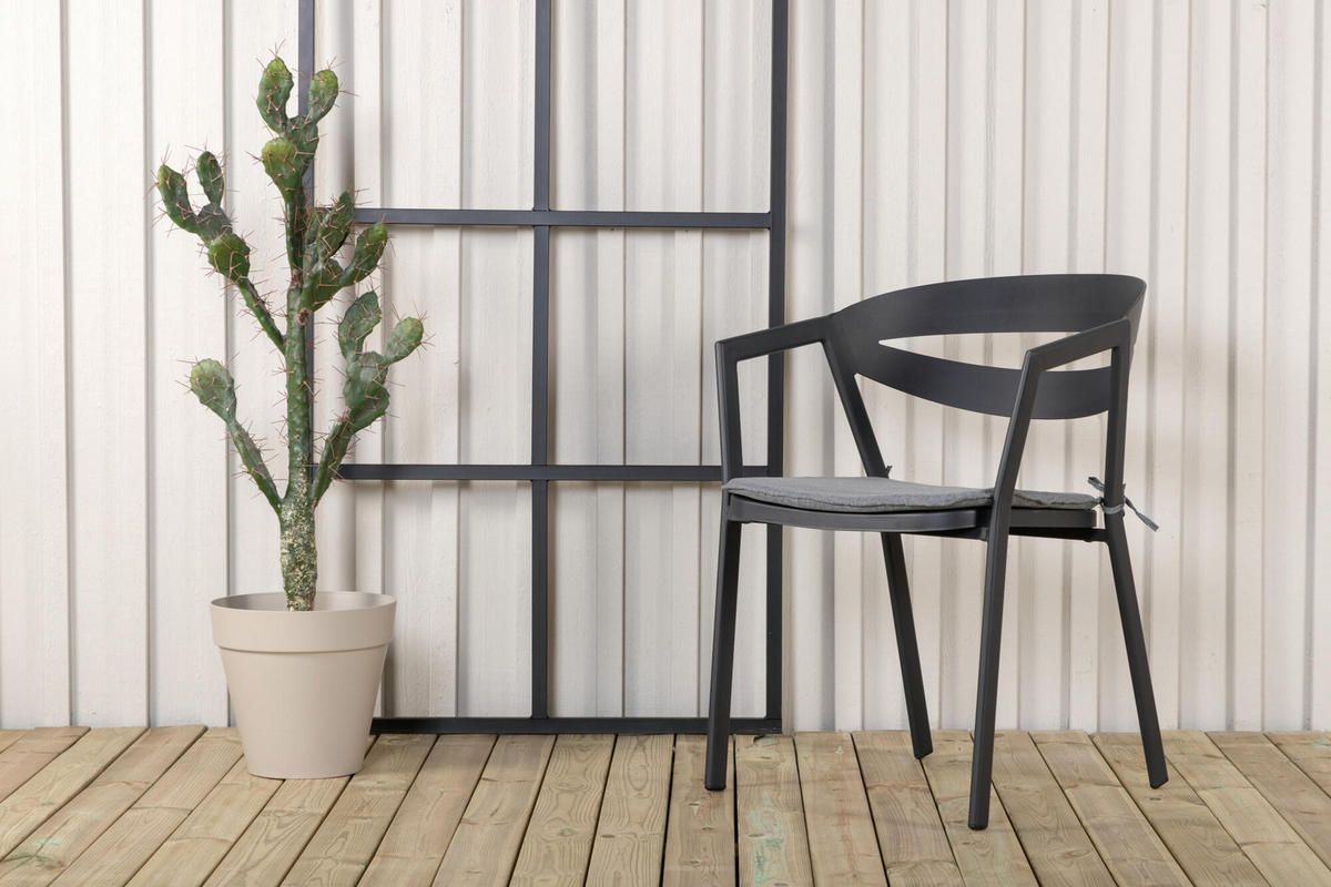 GARTENESSSTUHL SLIT Schwarz 60x60x76 cm - Schwarz, Metall (60/76/60cm) - FURNLUX