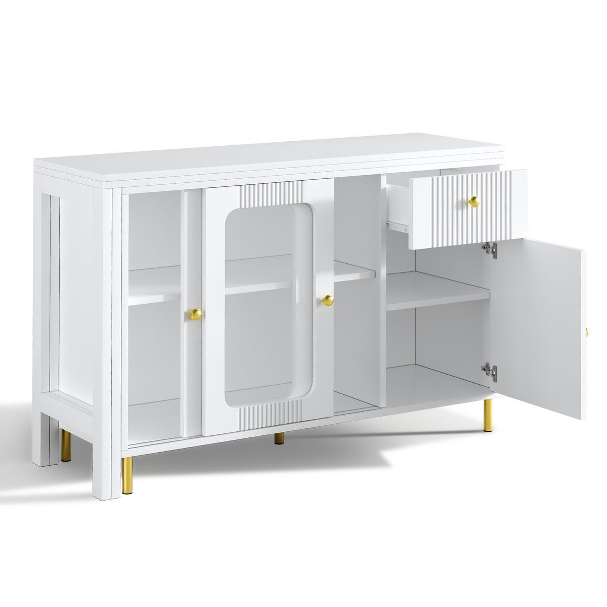 SIDEBOARD 116/40/78,5 cm aus MDF mit ausklappbarer Tischplatte Weiß - Weiß, Holzwerkstoff (116/78/40cm) - Modenvie