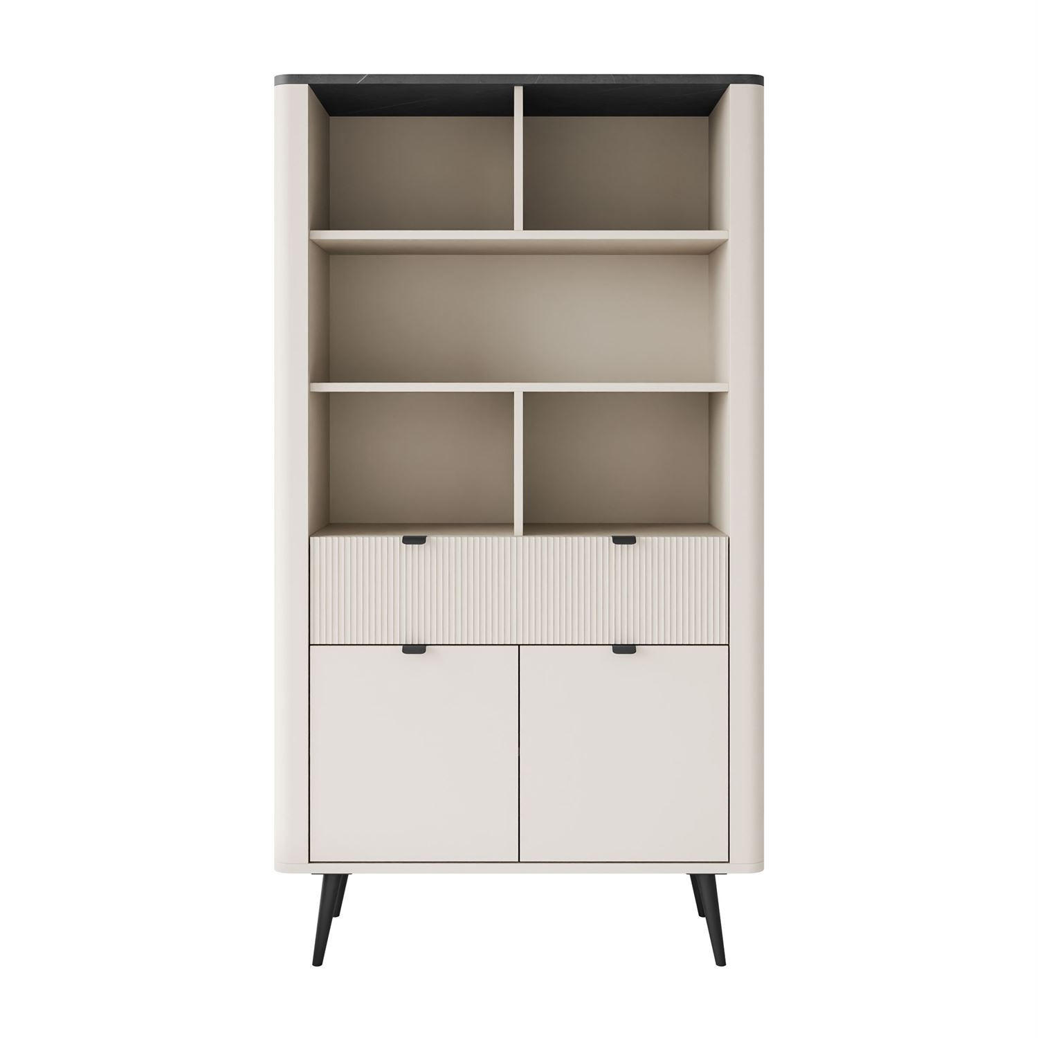 REGAL AUTUMN 2D1S mit Schublade, Kaschmir / Grauer Stein - Beige/Grau, Holzwerkstoff (90/163/40cm) - Lookway