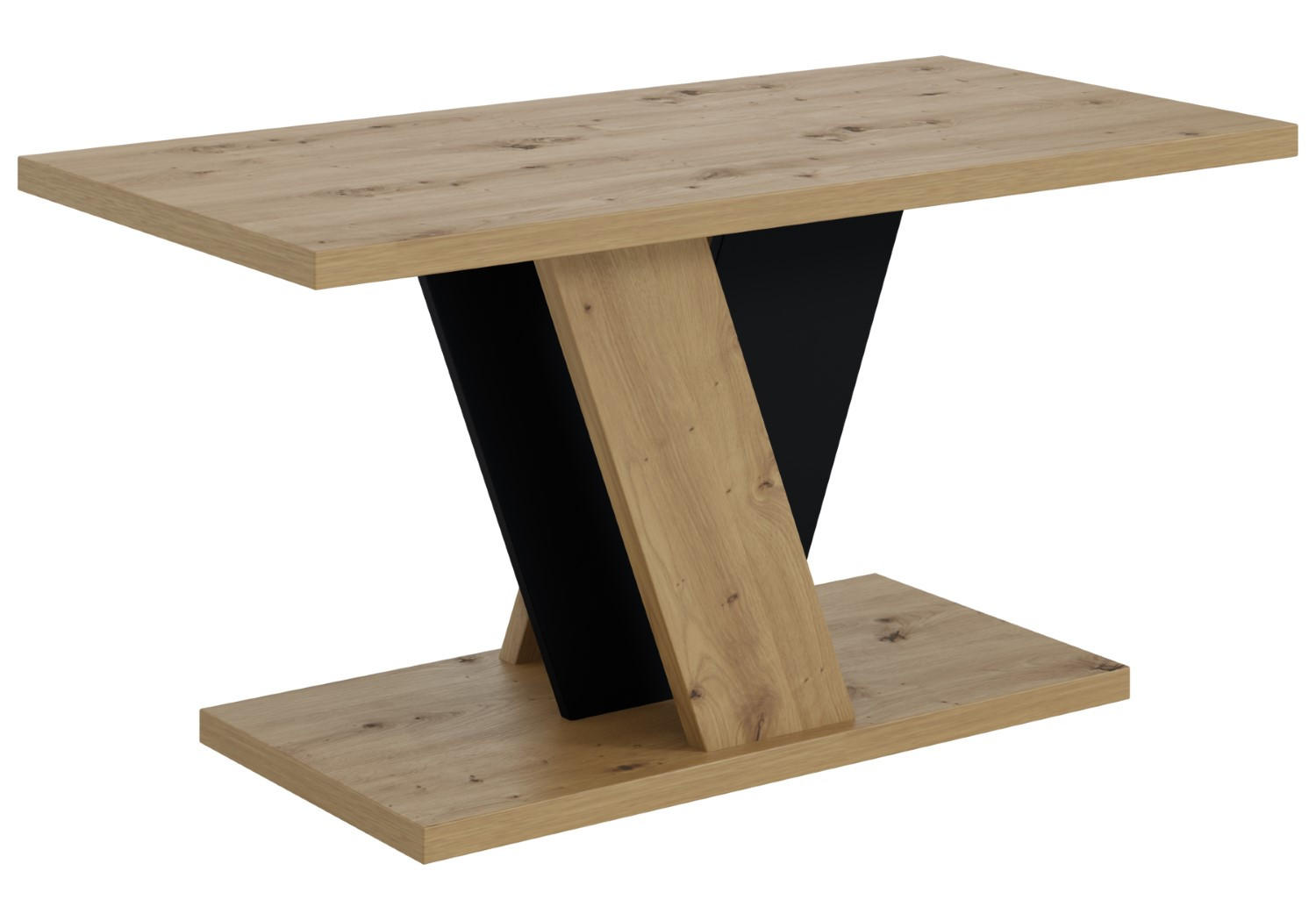 KAFFEETISCH 110x70x60 cm - Artisan Eiche Optik / Schwarz - INEY - Eichefarben, Holzwerkstoff (110/70/60cm) - ALTDECOR