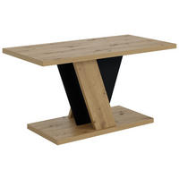 KAFFEETISCH 110x70x60 cm - Artisan Eiche Optik / Schwarz - INEY - Eichefarben, Holzwerkstoff (110/70/60cm) - ALTDECOR
