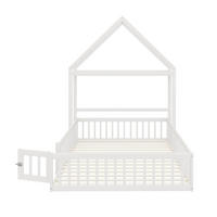 HAUSBETT 140/200 cm Weiß aus Massivholz mit Stauraum und Lattenrost - Weiß, Holz (140/200cm) - OKWISH
