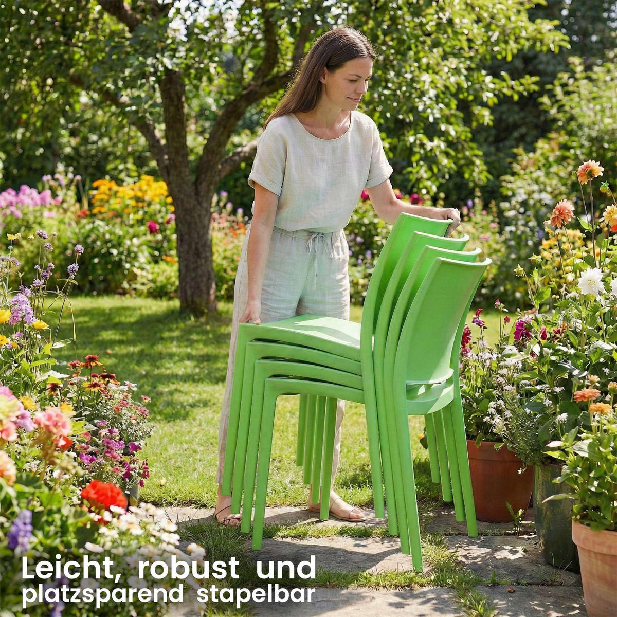 GARTENSTUHL Kunststoff Grün - Grün, Kunststoff (42/81/49cm) - CLP