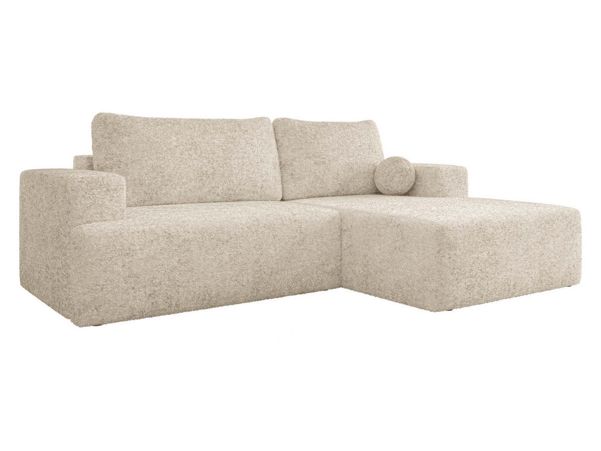 ECKSOFA Mivo, Seite: Rechts - Sandfarben/Schwarz, Holz/Kunststoff (266/163cm) - MIRJAN24
