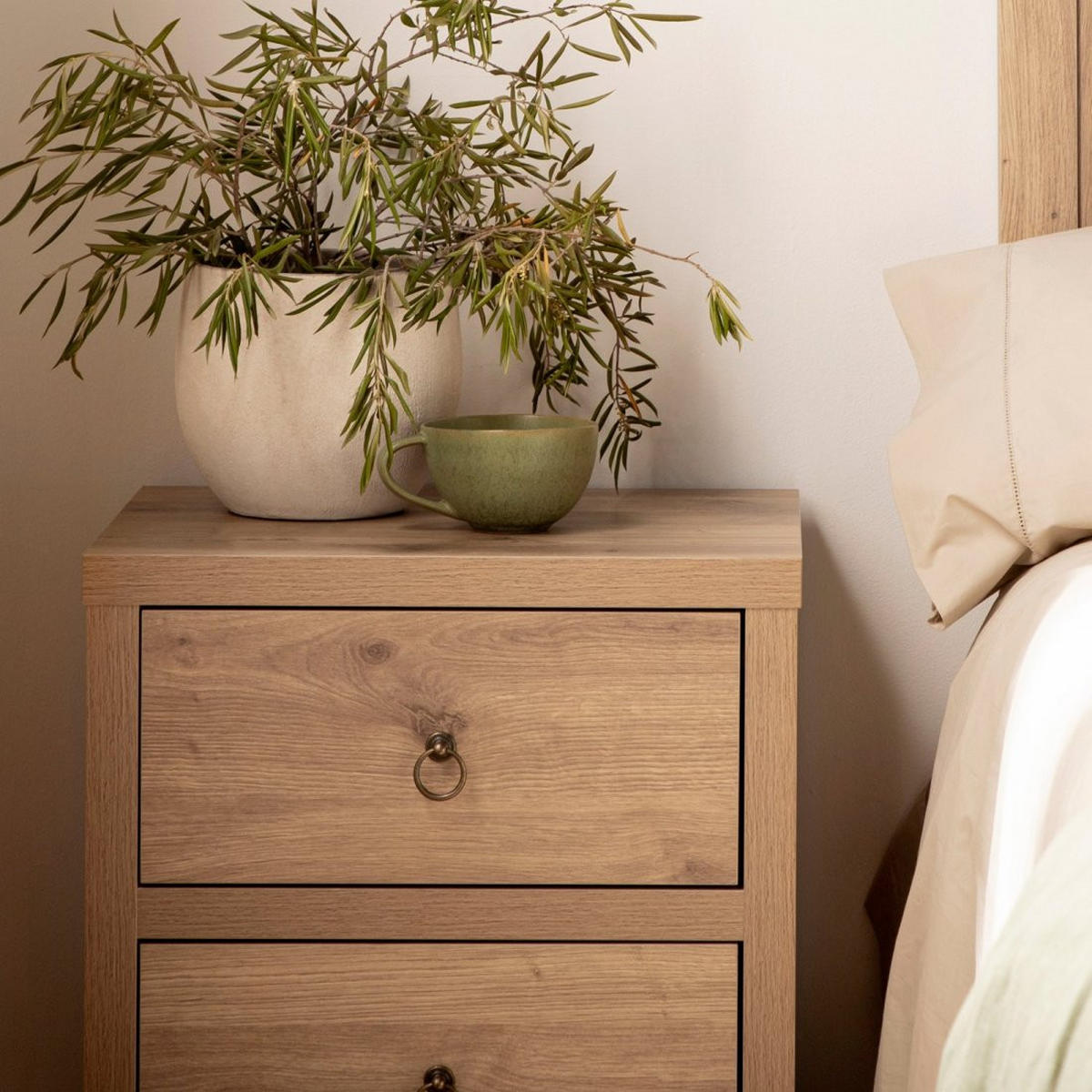 NACHTTISCH 2 SCHUBLADEN Livorno Natürlich 50 cm x 60 cm - Naturfarben, Holzwerkstoff (50/60/39cm)