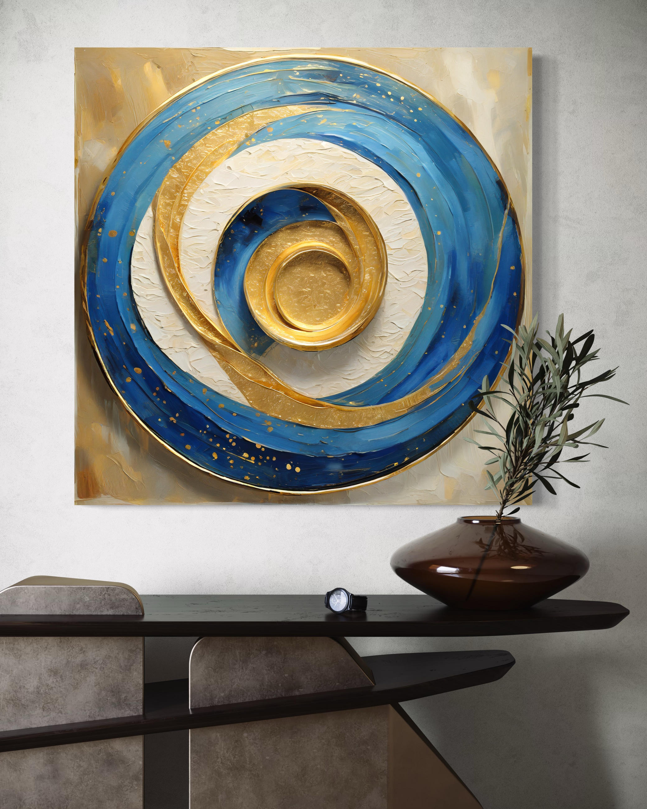 WANDBILD blau abstraktion rund - Blau, Textil (50/50cm) - Feeby