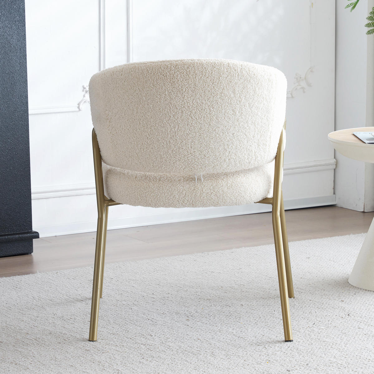 STUHL-SET 2 Stück Lamm Samt Weiß - Weiß, Holzwerkstoff/Textil (48/78/49cm) - Urban Meuble